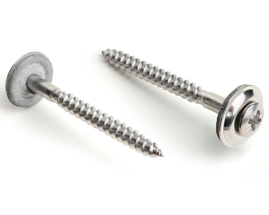 4.5 X 25 POZI RAISED WOODSCREW 15MM SEALING WASHER A2 ST/ST